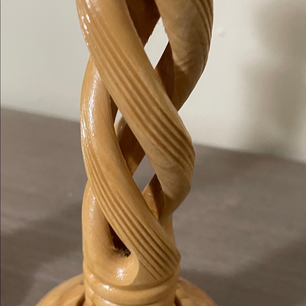 Artisan Twisted Wooden Candle Holders - Tan - Picture 6 of 13